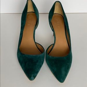 I Crew Green Suede D’orsay Pumps size 8 1/2